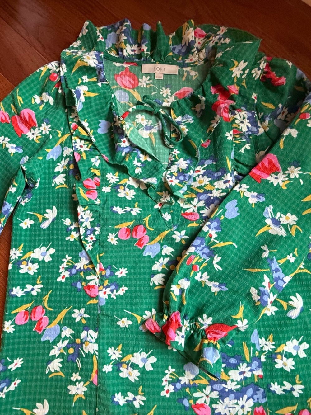 Loft Green Spring Floral Blouse